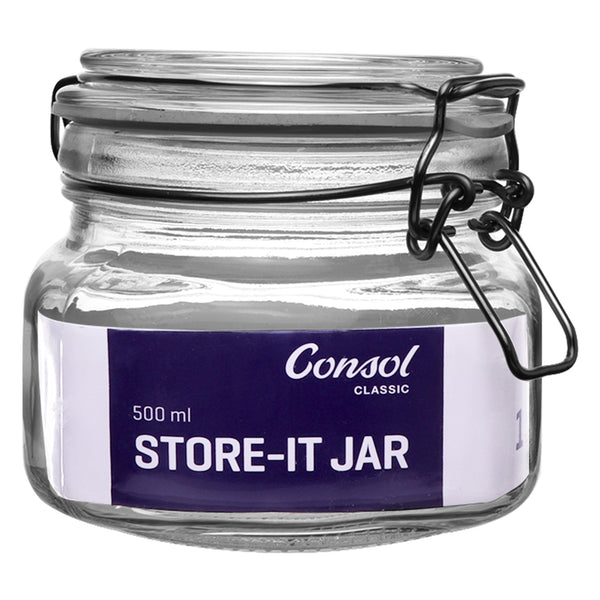CONSOL STORE-IT JAR WITH CLIP TOP LID, 500ML (100X110X110MM)