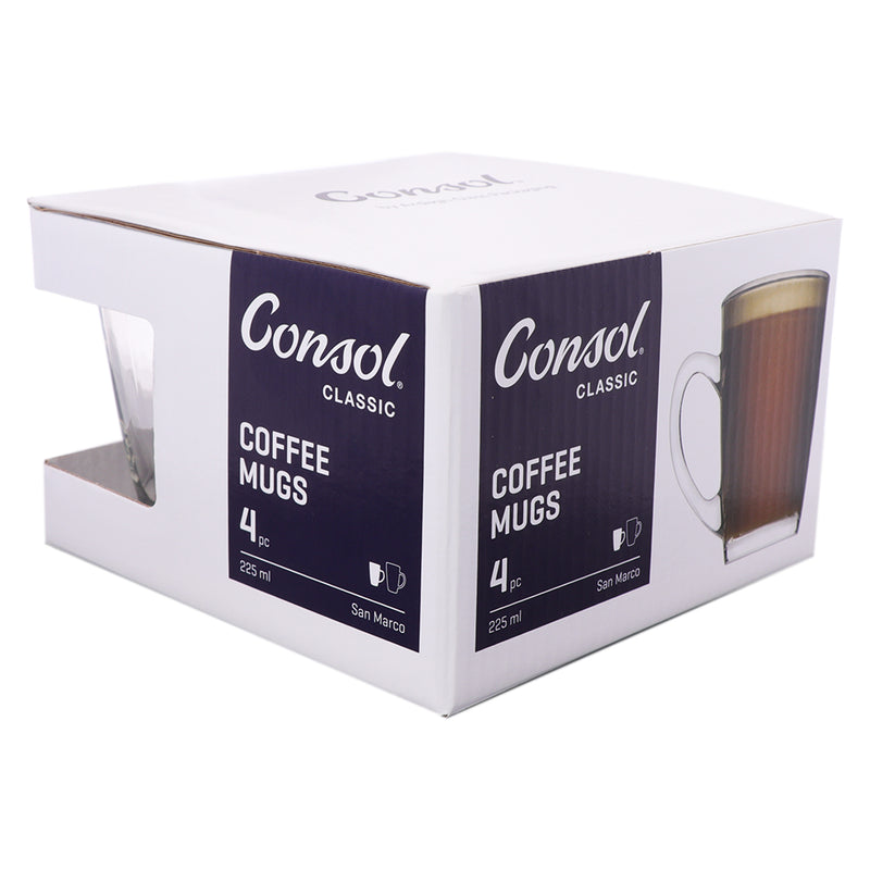 CONSOL SAN MARCO COFFEE MUG 4 PACK, (225ML)