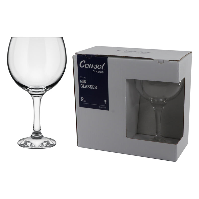 CONSOL BRADFORD STEM GIN GLASS 2 PACK, (600ML)