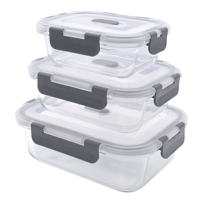 CONSOL MADRID STORAGE CONTAINERS WITH CLIP ON VENTED LIDS 3PCE VALUE PACK, (1LT & 630ML & 370ML)