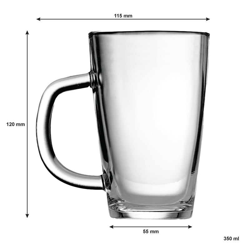 REGENT LATTE GLASS BULLET SHAPE MUG, (350ML) BULK