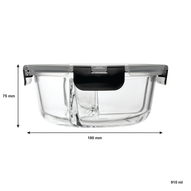 CONSOL MADRID 3 DIVISION ROUND STORAGE CONTAINER WITH CLIP LID, 910ML (180MM DIAX75MM)