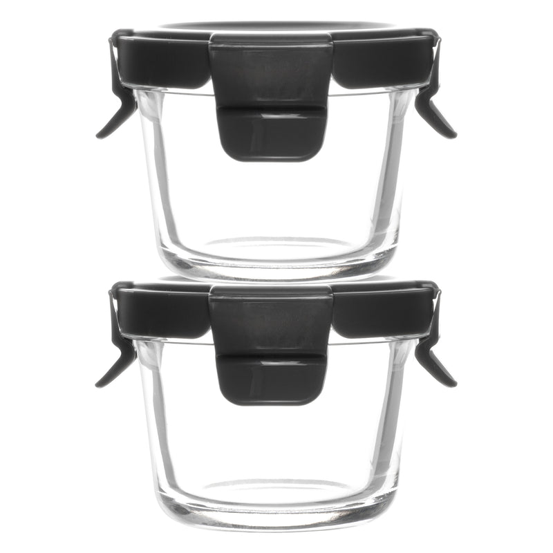 CONSOL ROUND GLASS BABY FOOD CONTAINER WITH VENTED CLIP LID (2 PCS), 130ML (85X85x65MM)