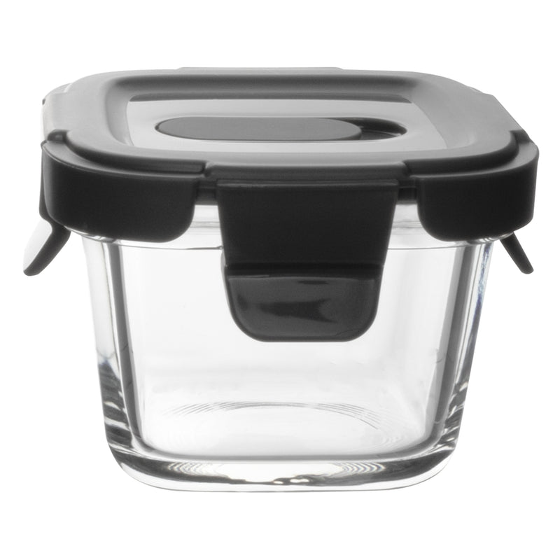 CONSOL SQUARE GLASS BABY FOOD CONTAINER WITH  VENTED CLIP LID (2 PCS), 160ML (85X85X65MM)