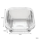 CONSOL SANTORINI 3 CLEAR SQUARE GLASS BOWLS (140ML) ON A BAMBOO SERVING BOARD, (440X105X50MM)