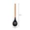 REGENT KITCHEN SLOTTED SPOON BLACK SILICONE AND WOODEN HANDLE, (340X70MM)