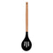 REGENT KITCHEN SLOTTED SPOON BLACK SILICONE AND WOODEN HANDLE, (340X70MM)