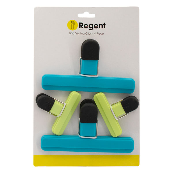 REGENT KITCHEN BAG SEALING CLIPS MIXED COLOURS 2 LARGE & 2 SMALL, (155X90MM/78X65MM)