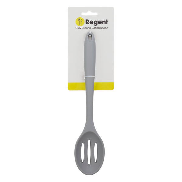 REGENT KITCHEN GREY SILICONE SLOTTED SPOON, (270X60X18MM)