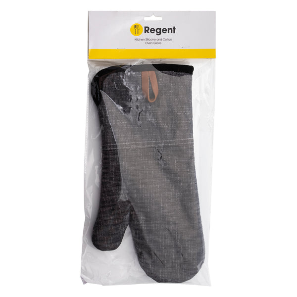 REGENT KITCHEN SILICONE AND COTTON OVEN GLOVE BLACK, (350X170MM)