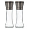 REGENT GLASS SALT AND PEPPER GRINDERS WITH ST.STEEL TOPS 2PC SET, (65MM DIAX190MM)