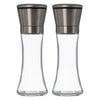 REGENT GLASS SALT AND PEPPER GRINDERS WITH ST.STEEL TOPS 2PC SET, (65MM DIAX190MM)