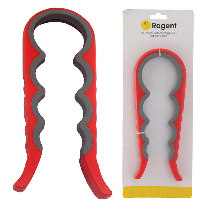 REGENT KITCHEN JAR OPENER PLASTIC & SILICONE RED & GREY, (220X90X20MM)