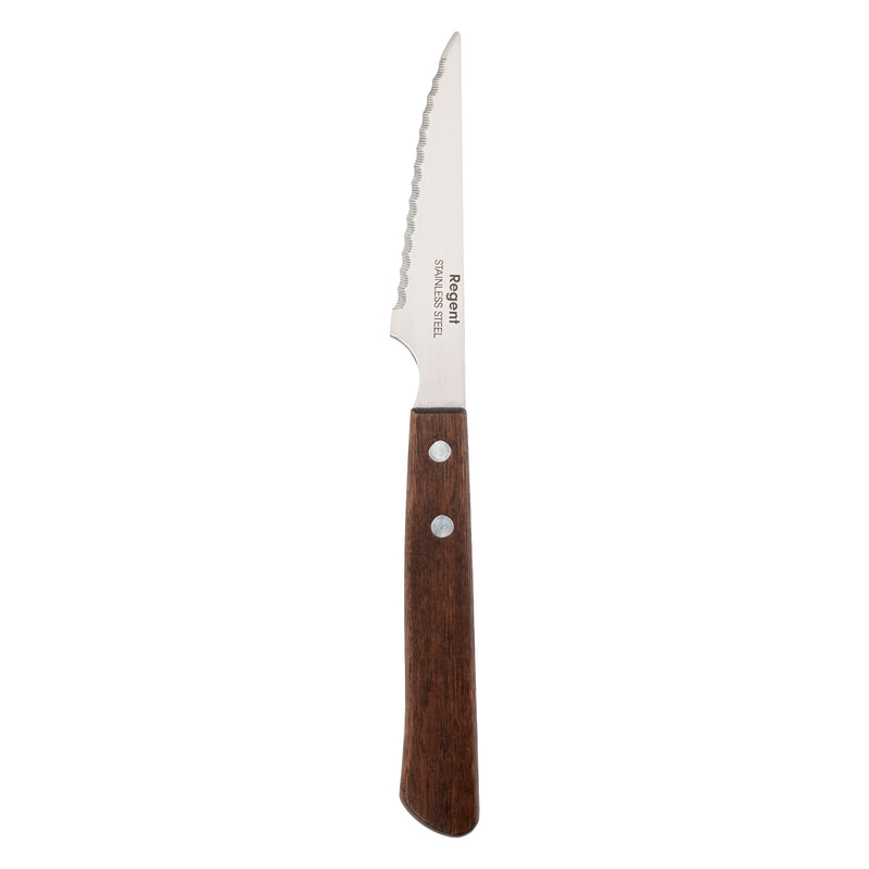 REGENT KITCHEN STEAK KNIVES WITH WOODEN HANDLES 4PCE SET, (222X21X10MM)