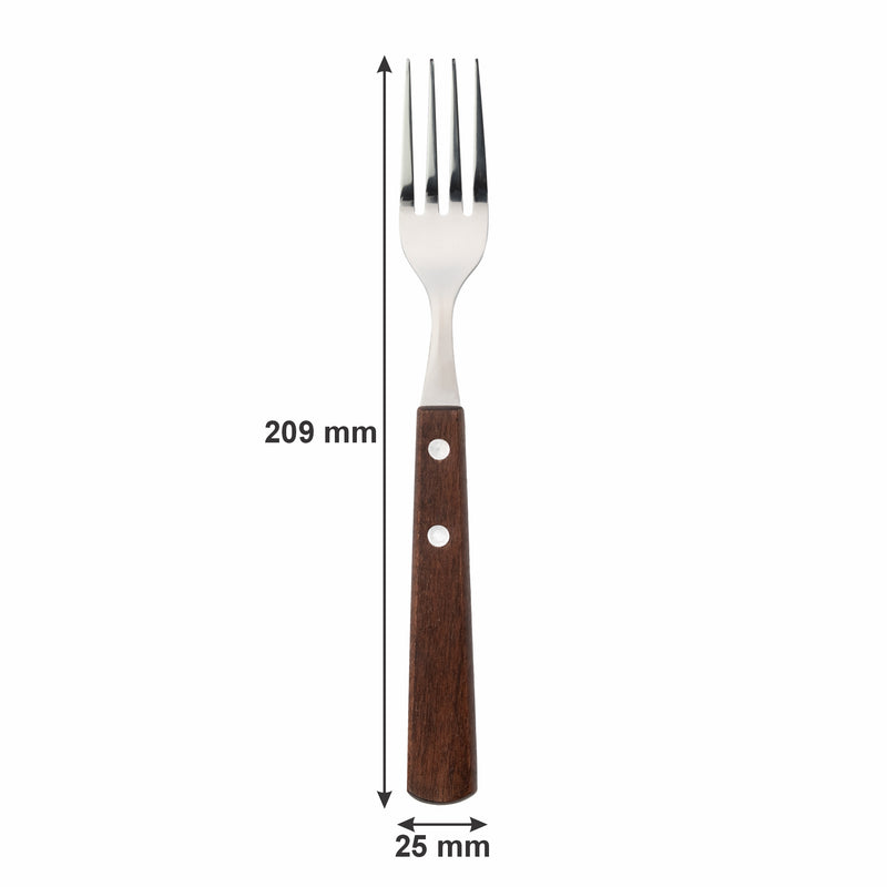 REGENT KITCHEN FORKS WITH WOODEN HANDLES 4CE SET, (209X25X10MM)