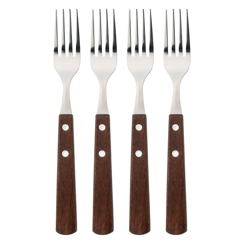 REGENT KITCHEN FORKS WITH WOODEN HANDLES 4CE SET, (209X25X10MM)