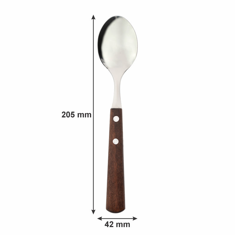 REGENT KITCHEN TEASPOONS WITH WOODEN HANDLES 4PCE SET, (162X35X8MM)