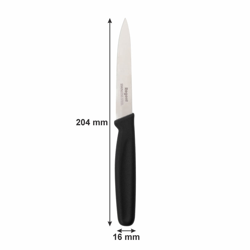 REGENT KITCHEN PARING KNIVES WITH BLACK HANDLES 3 PIECE SET, (204/207X20X10MM)