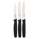 REGENT KITCHEN PARING KNIVES WITH BLACK HANDLES 3 PIECE SET, (204/207X20X10MM)