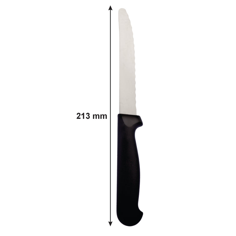 REGENT KITCHEN STEAK KNIFE WITH ROUND TIP AND BLACK HANDLES 6 PACK, (213X25X12MM)