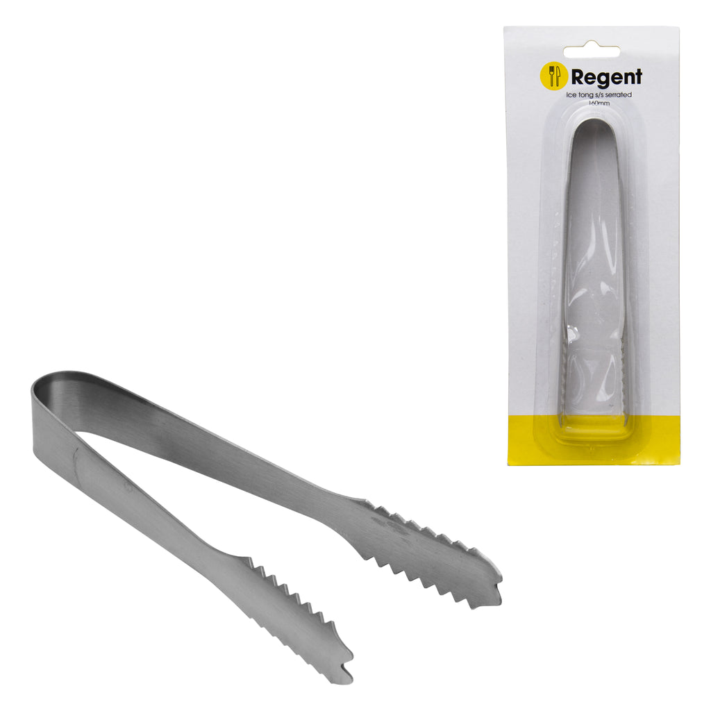 REGENT KITCHEN ICE TONG STAINLESS STEEL SERRATED, (150X18X30MM)