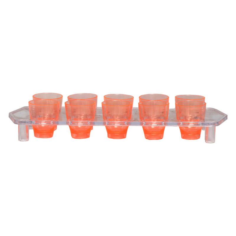 BAR BUTLER COLOURED PLASTIC SHOT GLASSES 10 ON TRAY (1 COLOUR PER TRAY), 25ML (275X95X45MM)