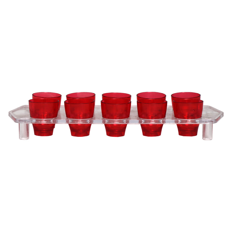 BAR BUTLER COLOURED PLASTIC SHOT GLASSES 10 ON TRAY (1 COLOUR PER TRAY), 25ML (275X95X45MM)