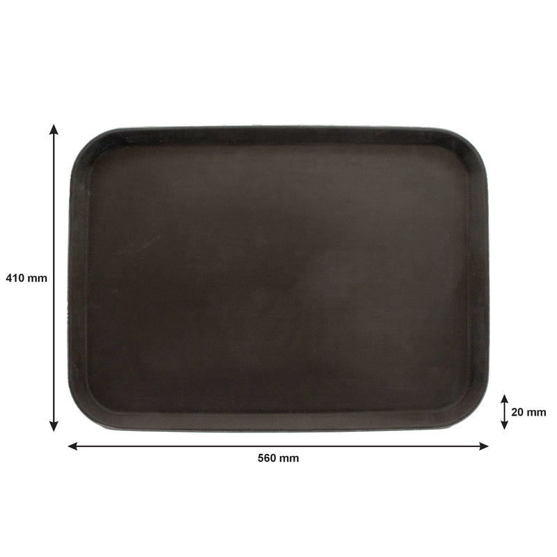 BAR BUTLER BLACK NON-SLIP RECTANGULAR TRAY, (410X560MM)