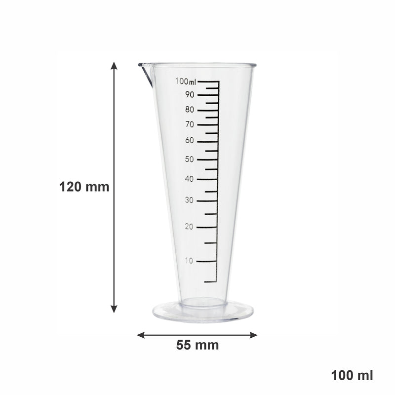 REGENT CONICAL PLASTIC MEASURING BEAKER, 100ML (55MM DIAX120MM)