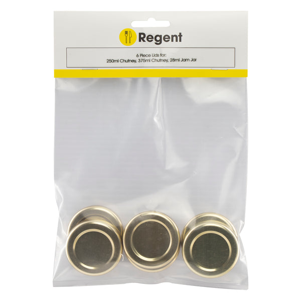 REGENT JAR LIDS GOLD 6 PACK, (43MM DIA)