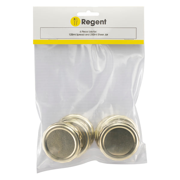 REGENT JAR LIDS GOLD 6 PACK, (53MM DIA)