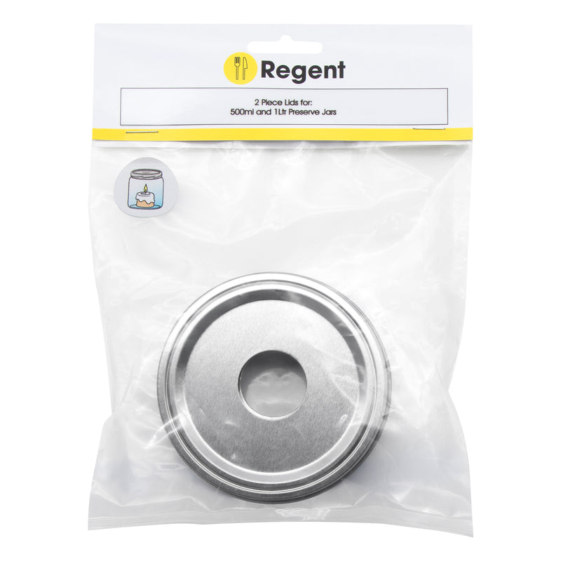 REGENT JAR LIDS WITH CUT OUT FOR CANDLE LIGHTING ST. STEEL 2 PACK (90MM DIAX15MM)