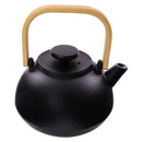 REGENT CAST IRON NAMBU TEKKI STYLE JAPANESE TEAPOT WITH BAMBOO HANDLE BLACK, (900ML)