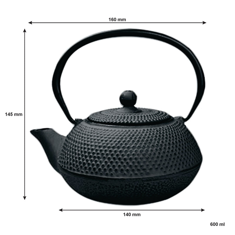 REGENT CAST IRON CHINESE TEAPOT BLACK, (600ML)