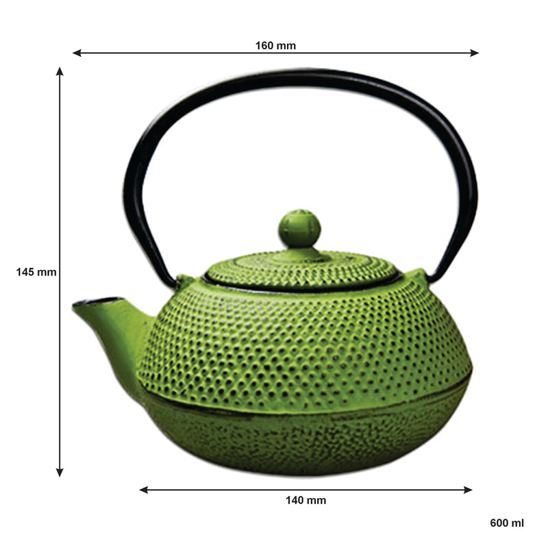 REGENT CAST IRON CHINESE TEAPOT LIME GREEN, (600ML)