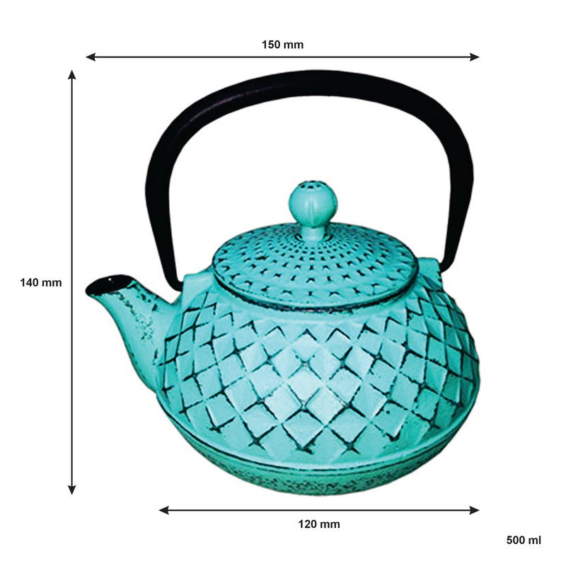 REGENT CAST IRON CHINESE TEAPOT TURQUOISE, (500ML)