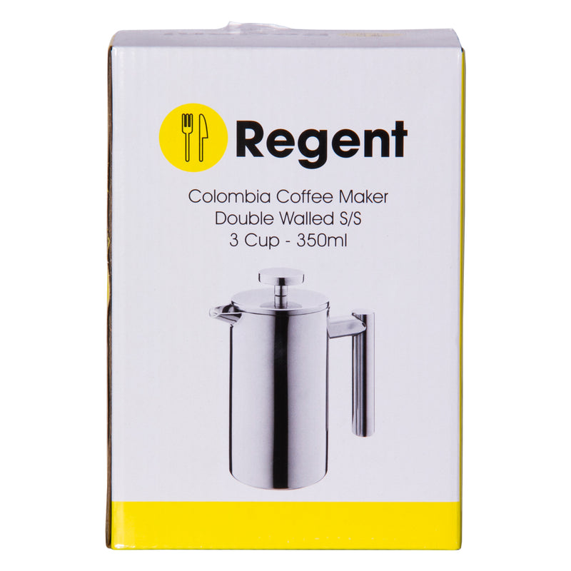 REGENT COLOMBIA COFFEE MAKER DOUBLE WALLED ST STEEL 3 CUP, (350ML)