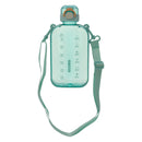 REGENT RECTANGULAR TRANSPARENT WATER BOTTLE PLASTIC WITH STRAP TURQUOISE, 750ML (100X55X210MM)