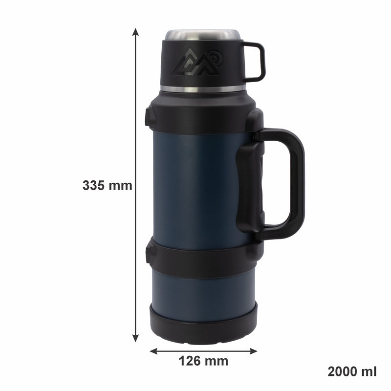 REGENT LARGE VACUUM FLASK STAINLESS STEEL WITH CUP LID NAVY, 2LT (120MMDIAX330MM)