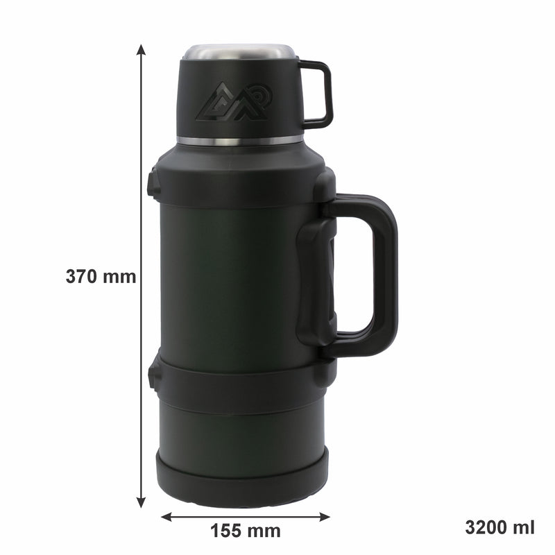 REGENT LARGE VACUUM FLASK STAINLESS STEEL WITH CUP LID KHAKI GREEN, 3.2LT (150MM DIAX375MM)