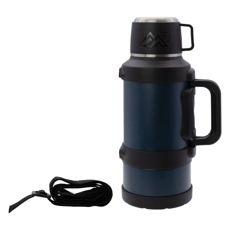 REGENT LARGE VACUUM FLASK STAINLESS STEEL WITH CUP LID NAVY, 3.2LT (150MM DIAX375MM)