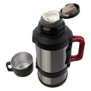 REGENT LARGE VACUUM FLASK STAINLESS STEEL WITH CUP LID SILVER & BLACK, 3.2LT (150MM DIAX375MM)