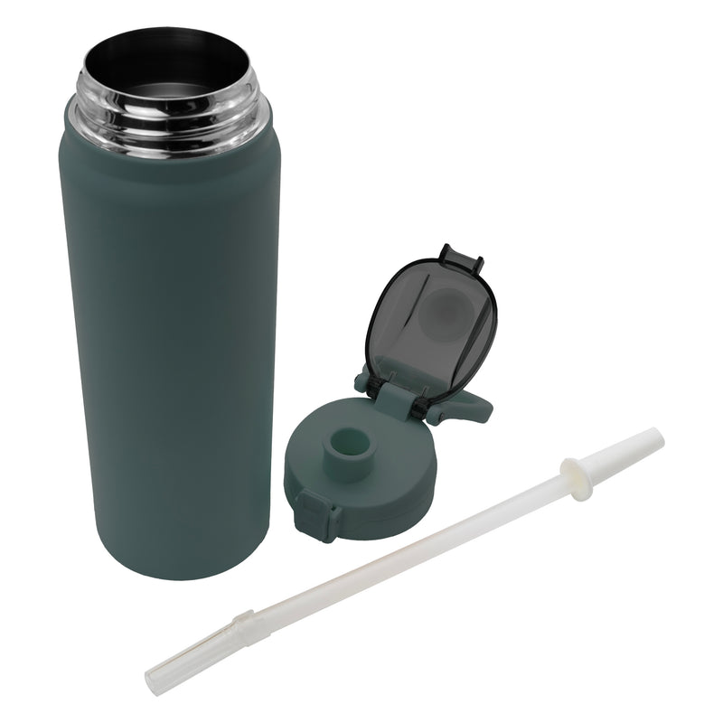 REGENT TRAVEL VACUUM FLASK STAINLESS STEEL WITH SIP STRAW SAGE GREEN, 900ML (80MM DIA X 260MM)