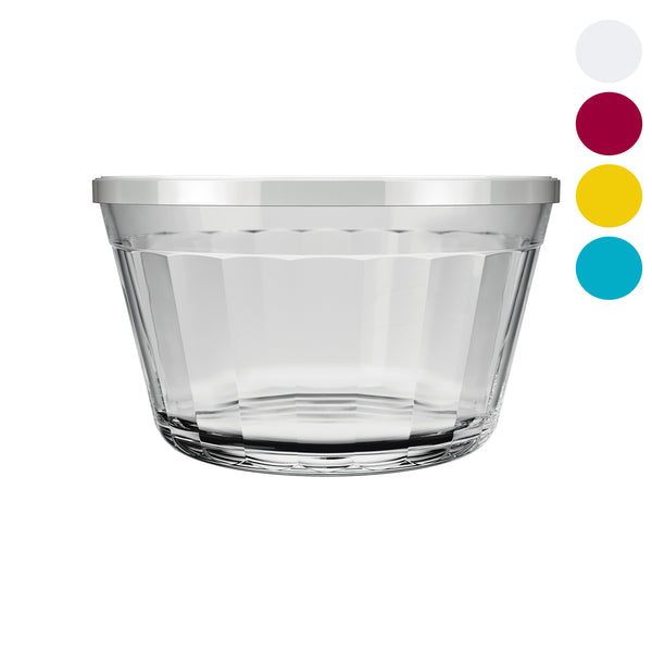 NADIR AMERICANO XL BOWL WITH 4 COLOURED PLASTIC LIDS, 1LT (156MM DIAX90MM)