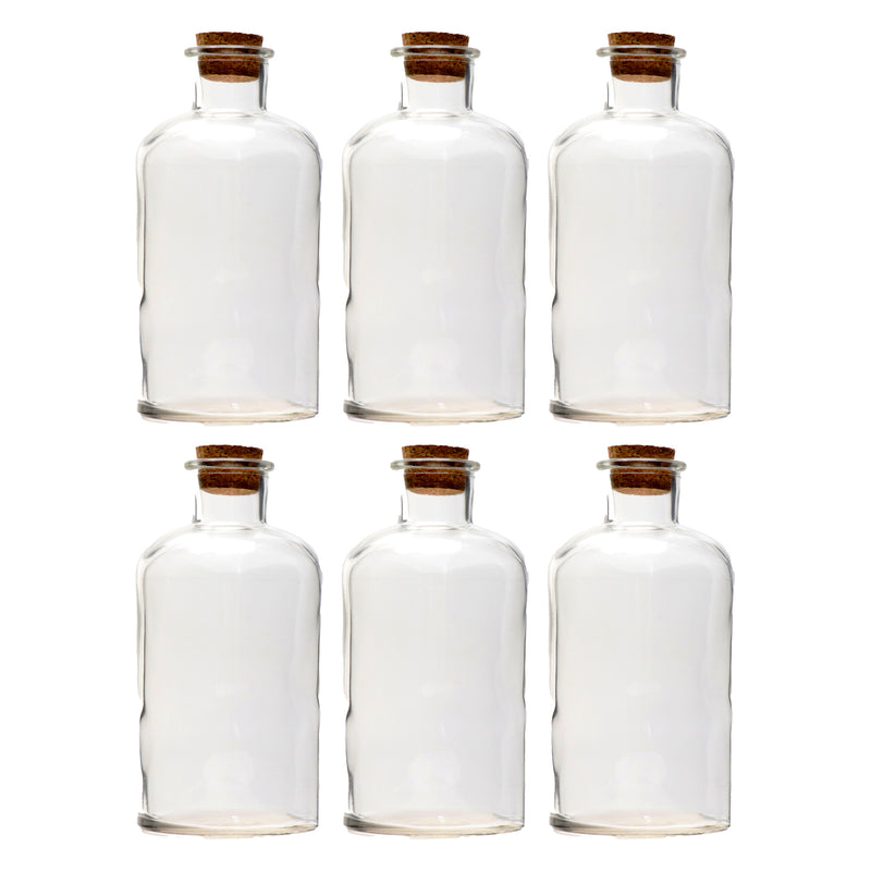 REGENT GLASS ROUND BOTTLE WITH CORK LID 6 PACK, 550ML (81MM DIAX168MM)