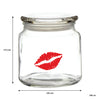 REGENT GLASS ROUND GLASS JAR WITH GLASS LID PRINTED - KISS, 550ML (110X100MM DIA)
