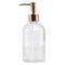 REGENT GLASS ROUND SOAP DISPENSER WITH ROSE GOLD PLASTIC PUMP, 500ML (75MM DIAX190MM)