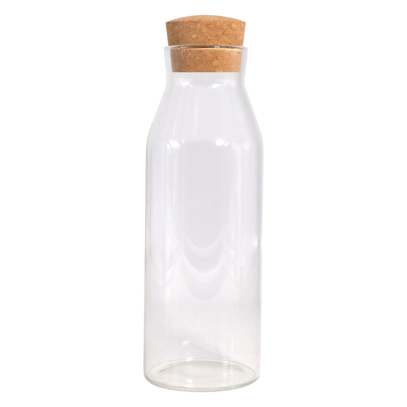 REGENT BOROSILICATE GLASS CARAFE WITH CORK STOPPER, 1LT (285X85MM DIA)