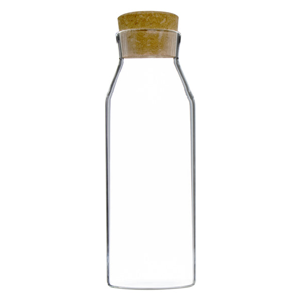 REGENT BOROSILICATE GLASS CARAFE WITH CORK STOPPER, 1LT (265X85MM DIA)