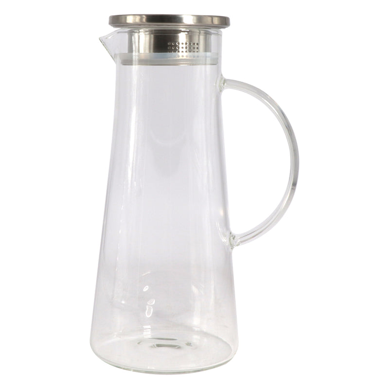 REGENT BOROSILICATE GLASS WATER JUG WITH HANDLE AND ST STEEL LID, 1.35LT (285X170X120MM DIA)